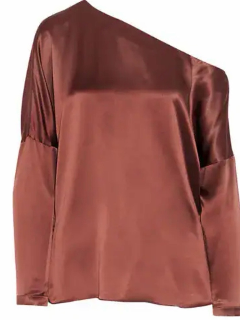 Tibi Silk Boatneck Blouse in Rich Copper Brown